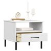 vidaXL Bedside Table with Metal Legs White Solid Wood Pine OSLO