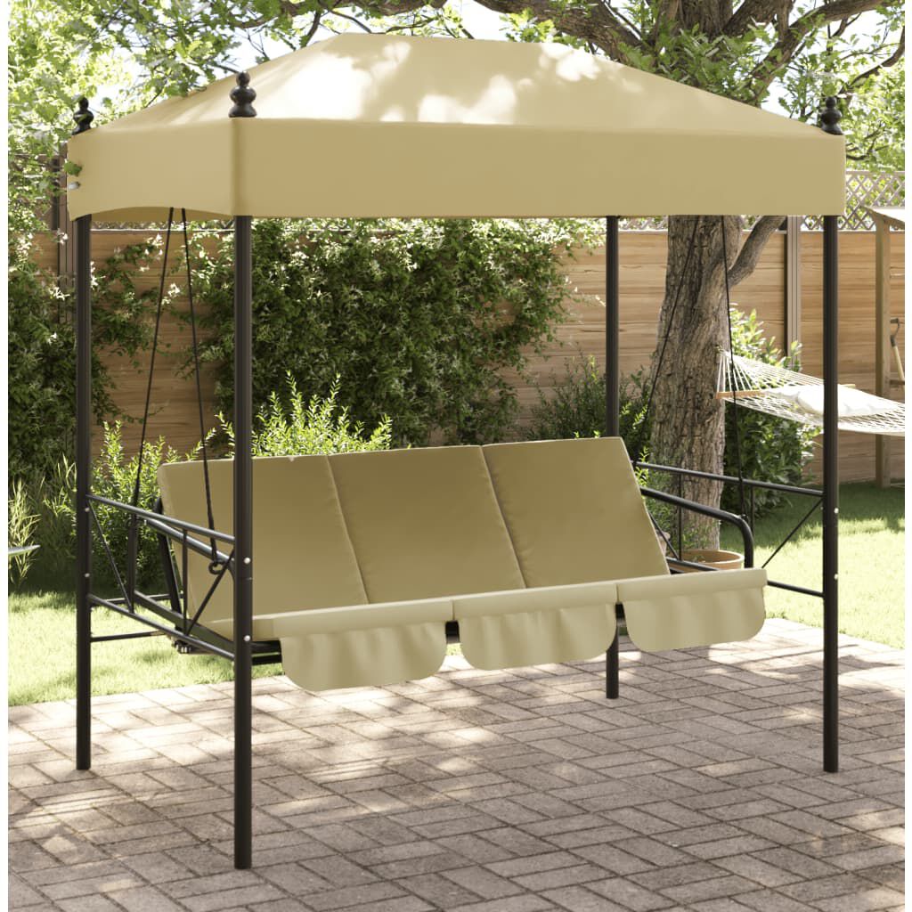 vidaXL Garden Swing Bench with Canopy Sand Steel