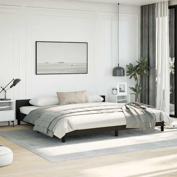 vidaXL Bed Frame without Mattress Black King Faux Leather