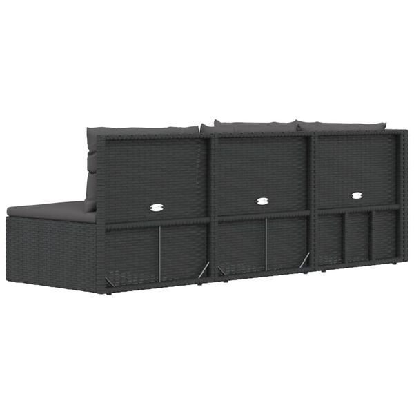 vidaXL 4 Piece Garden Lounge Set with Cushions Black Poly Rattan