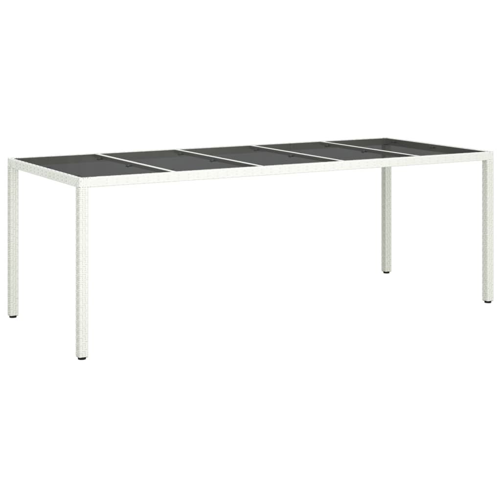 vidaXL Garden Table White 250x100x75 cm Poly Rattan and Tempered Glass