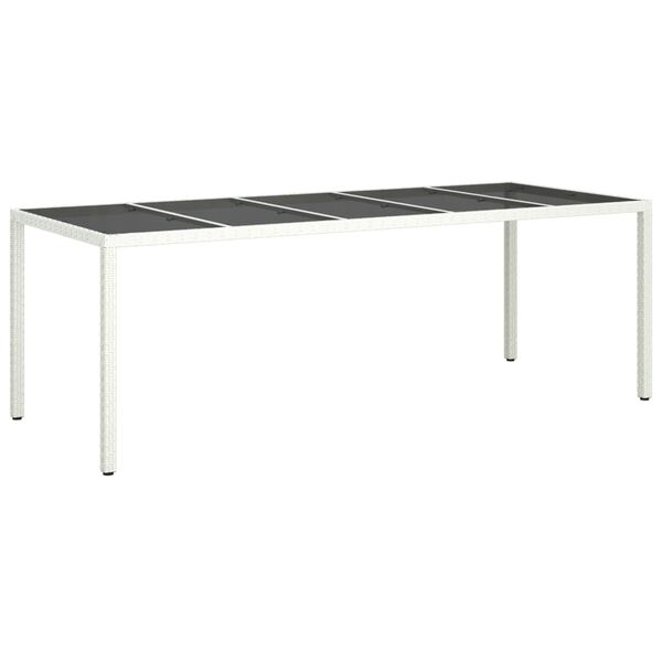vidaXL Garden Table White 250x100x75 cm Poly Rattan and Tempered Glass