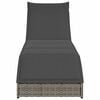 vidaXL Folding Sun Lounger with Cushion and Storage Grey Poly Rattan
