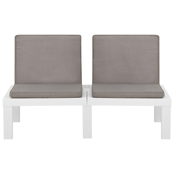 vidaXL Garden Lounge Bench with Cushion Plastic White