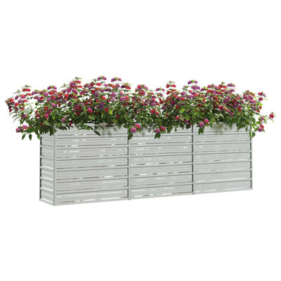 vidaXL Garden Raised Bed 240x40x77 cm Galvanized Steel Silver