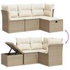 vidaXL 4 Piece Garden Sofa Set with Cushions Beige Poly Rattan
