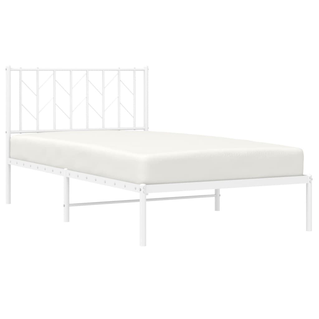 vidaXL Metal Bed Frame without Mattress with Headboard White 100x200cm