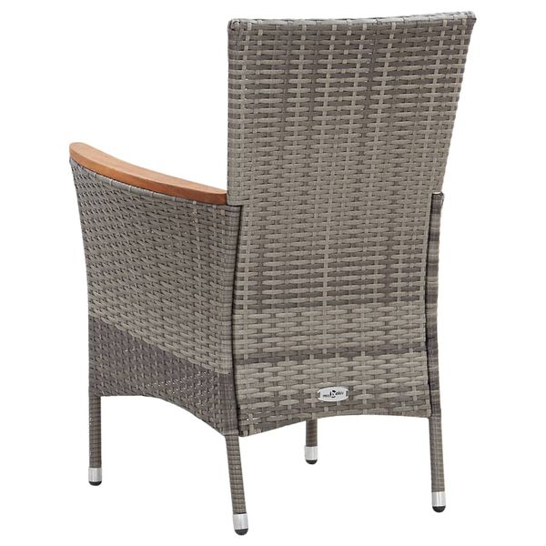 vidaXL 7 Piece Garden Dining Set with Cushions Poly Rattan Grey