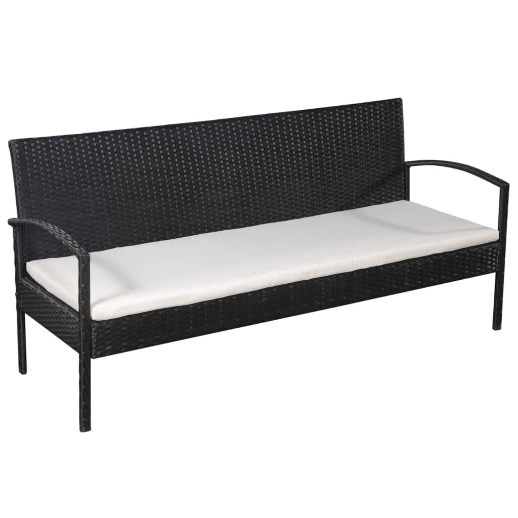 vidaXL 5 Piece Garden Lounge Set with Cushions Poly Rattan Black