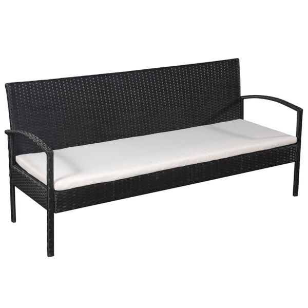 vidaXL 5 Piece Garden Lounge Set with Cushions Poly Rattan Black