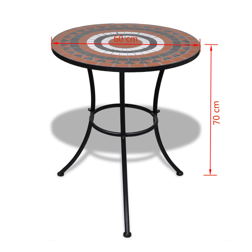vidaXL 3 Piece Bistro Set Ceramic Tile Terracotta and White