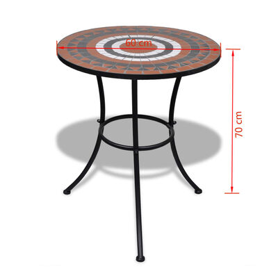 vidaXL 3 Piece Bistro Set Ceramic Tile Terracotta and White