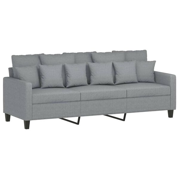 vidaXL 3-Seater Sofa with Footstool Light Grey 180 cm Fabric