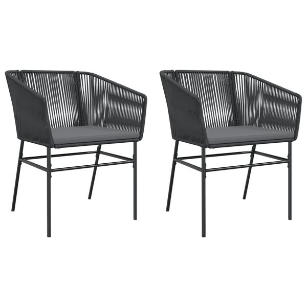 vidaXL Garden Chairs 2 pcs with Cushions Black Poly Rattan