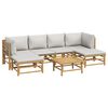 vidaXL 7 Piece Garden Lounge Set with Light Grey Cushions Bamboo