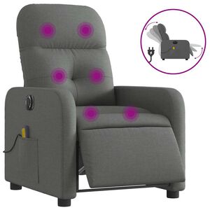 vidaXL Electric Massage Recliner Chair Dark Grey Fabric
