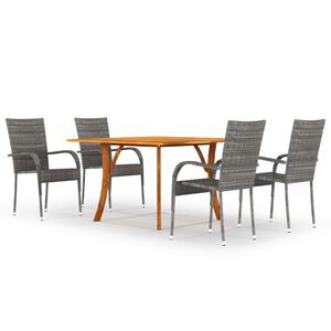 vidaXL 5 Piece Garden Dining Set Grey