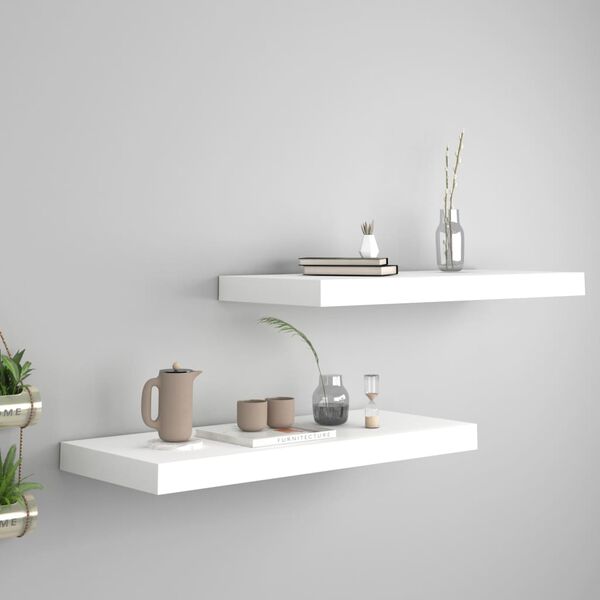 vidaXL Floating Wall Shelves 2 pcs White 60x23.5x3.8 cm MDF