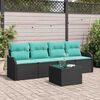 vidaXL Garden Sofa Set 5 pcs Black Poly rattan