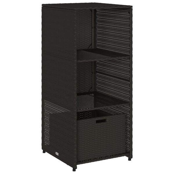 vidaXL Garden Storage Cabinet Black 50x55x115 cm Poly Rattan