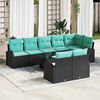 vidaXL Garden Sofa Set 9 pcs Black and Turquoise Poly Rattan
