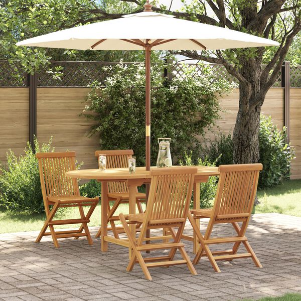 vidaXL Garden Dining Set 7 pcs Brown 160 x 80 x 75 cm Solid teak wood