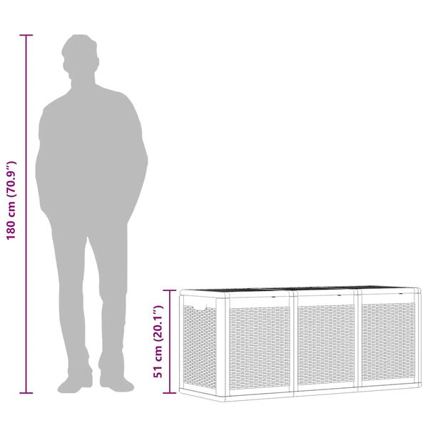 vidaXL Garden Storage Box 270L Black PP Rattan