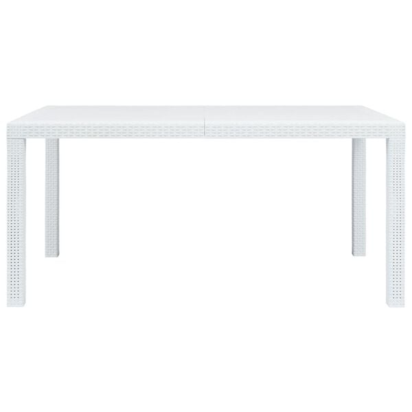 vidaXL Garden Table White 150x90x72 cm Plastic Rattan Look