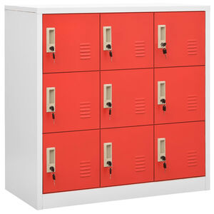vidaXL Locker Cabinet Light Grey and Red 90x45x92.5 cm Steel