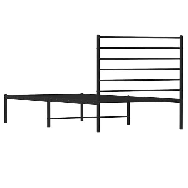 vidaXL Metal Bed Frame without Mattress with Headboard Black 100x200cm