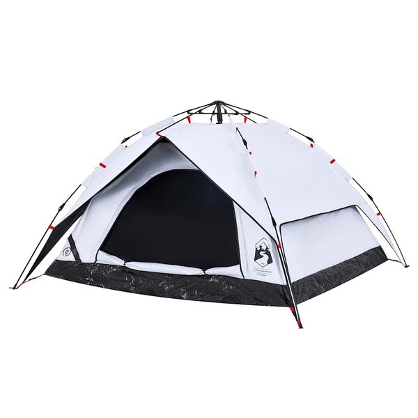 vidaXL Camping Tent Dome 4-Person White Blackout Fabric Quick Release