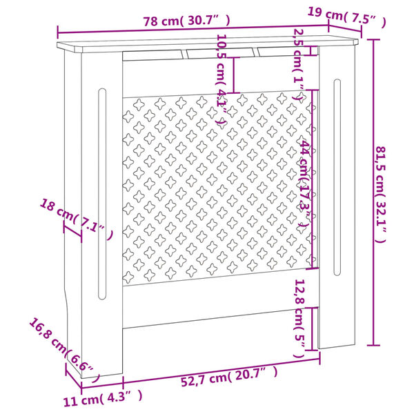 vidaXL MDF Radiator Cover Grey 78 cm