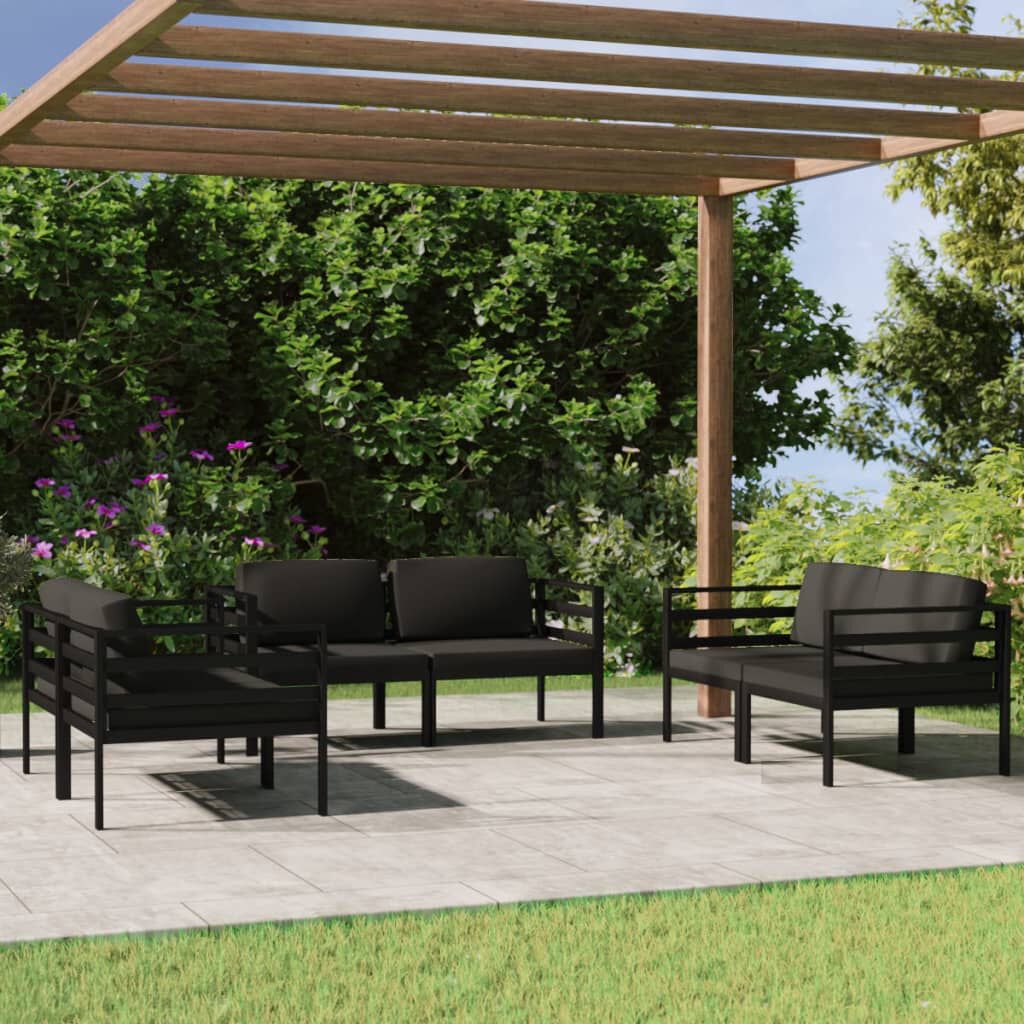 vidaXL 6 Piece Garden Lounge Set with Cushions Aluminium Anthracite