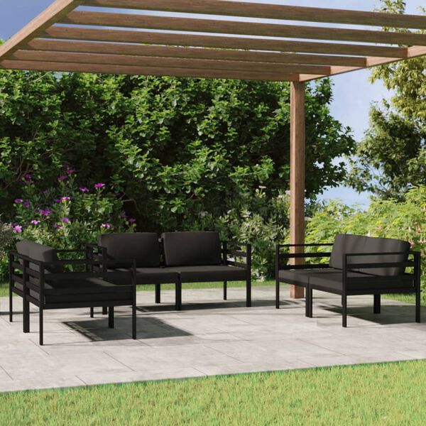 vidaXL 6 Piece Garden Lounge Set with Cushions Aluminium Anthracite