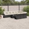 vidaXL 11 Piece Garden Sofa Set with Cushions Black Poly Rattan