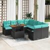 vidaXL Garden Sofa Set with Storage 9 pcs Black Poly rattan