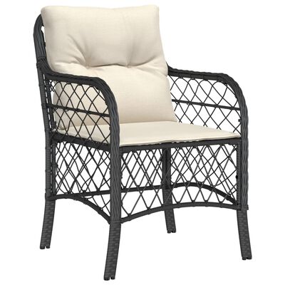 vidaXL 5 Piece Garden Dining Set with Cushions Black Poly Rattan