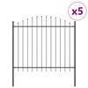 vidaXL Garden Fence 5 pcs Grey 170 x 190 cm Powder-Coated Steel