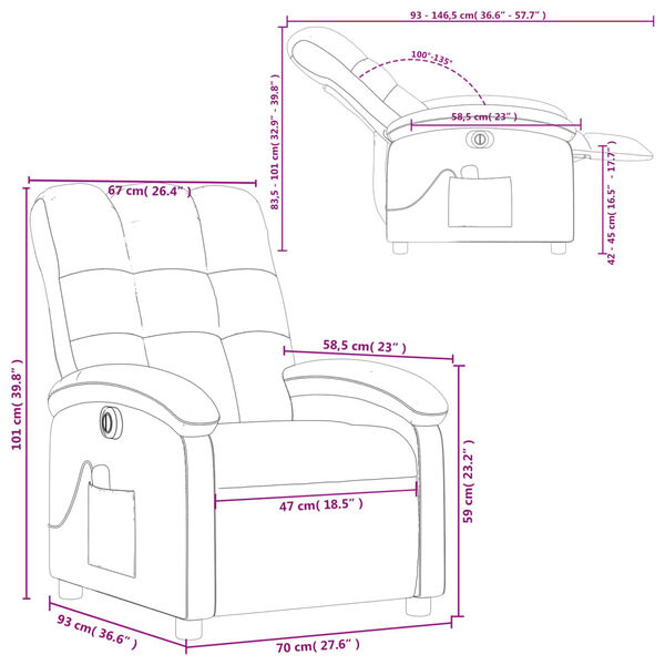 vidaXL Electric Massage Recliner Chair Dark Grey Fabric