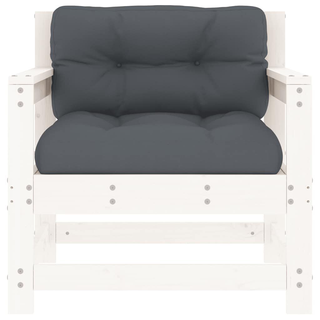 vidaXL Garden Chairs with Cushions 2 pcs White Solid Wood Pine