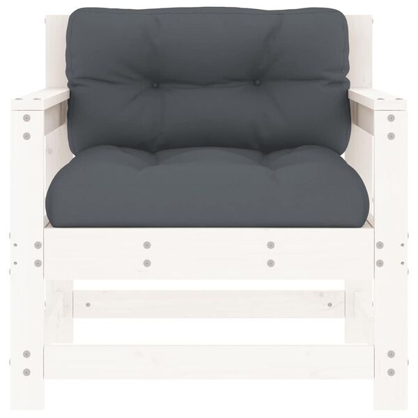 vidaXL Garden Chairs with Cushions 2 pcs White Solid Wood Pine