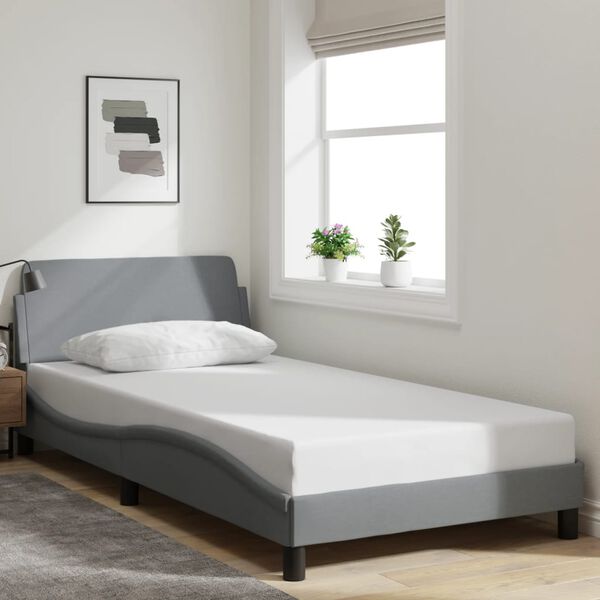 vidaXL Bed Frame "Dover" Light Grey 100x190 cm Fabric