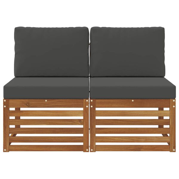 vidaXL 2 Piece Outdoor Middle Sofa Solid Acacia Wood Natural