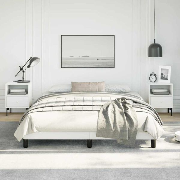 vidaXL Bed Frame without Mattress White 152x203 cm Queen Faux Leather