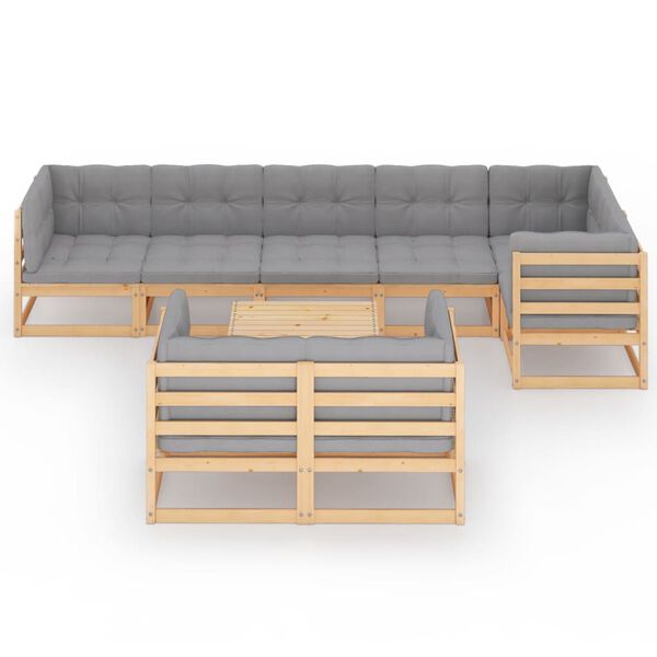 vidaXL 9 Piece Garden Lounge Set with Cushions Solid Pinewood