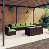 vidaXL 9 Piece Garden Lounge Set with Cushions Poly Rattan Brown