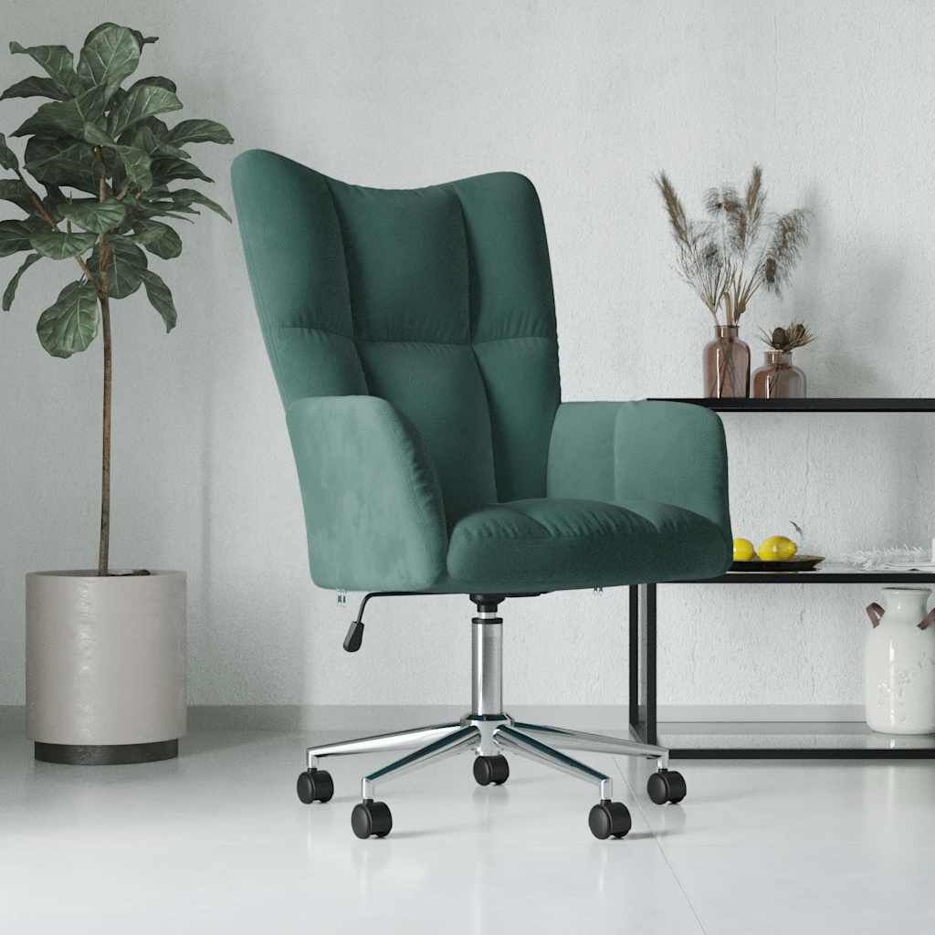 vidaXL Relaxing Chair Dark Green Velvet