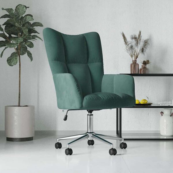 vidaXL Relaxing Chair Dark Green Velvet