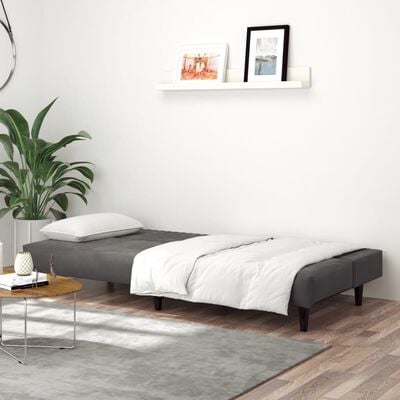 vidaXL 2-Seater Sofa Bed Dark Grey Velvet