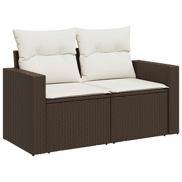 vidaXL 6 Piece Garden Sofa Set with Cushions Brown Poly Rattan